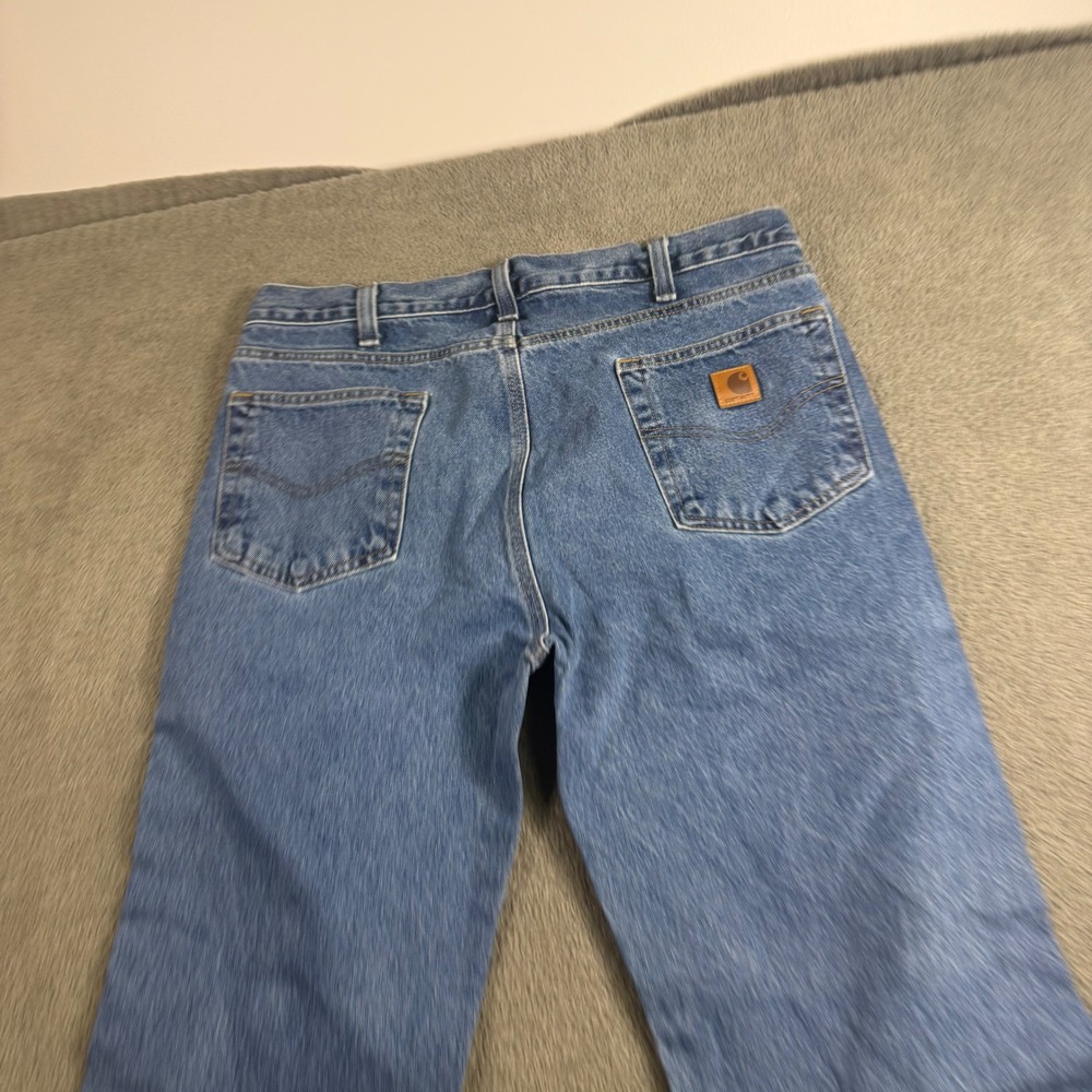 Carhartt Mens Relaxed Fit Straight Leg Blue Denim Workwear Jeans 34x30